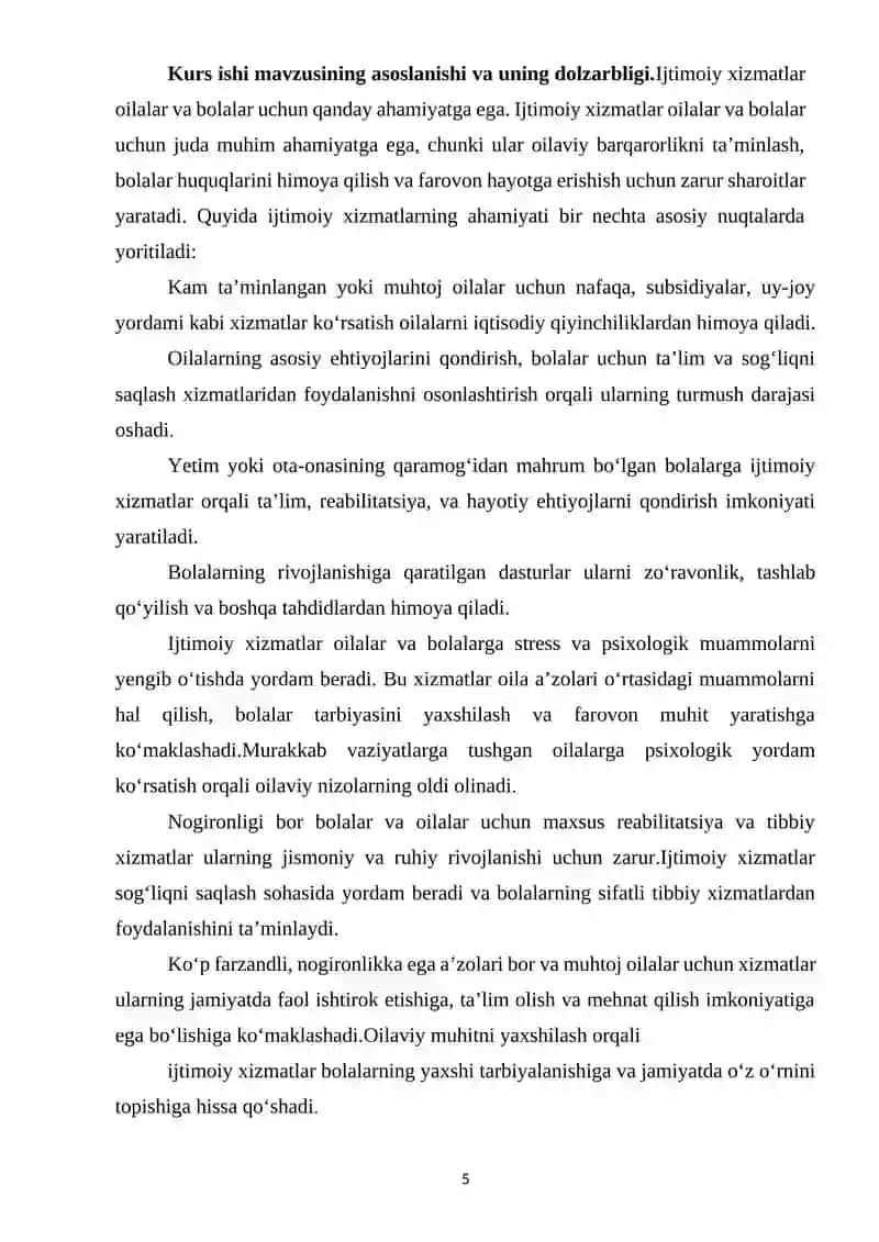 Ijtimoiy ishchilarning bolalar va oilalar bilan ishlashda funksional majburiyatlari KURS ISHI 3