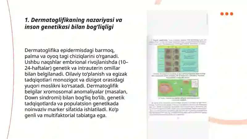 Odam genetikasining dermatoglifika, biokimyoviy, sitogenetik oʻrganish usullari 3