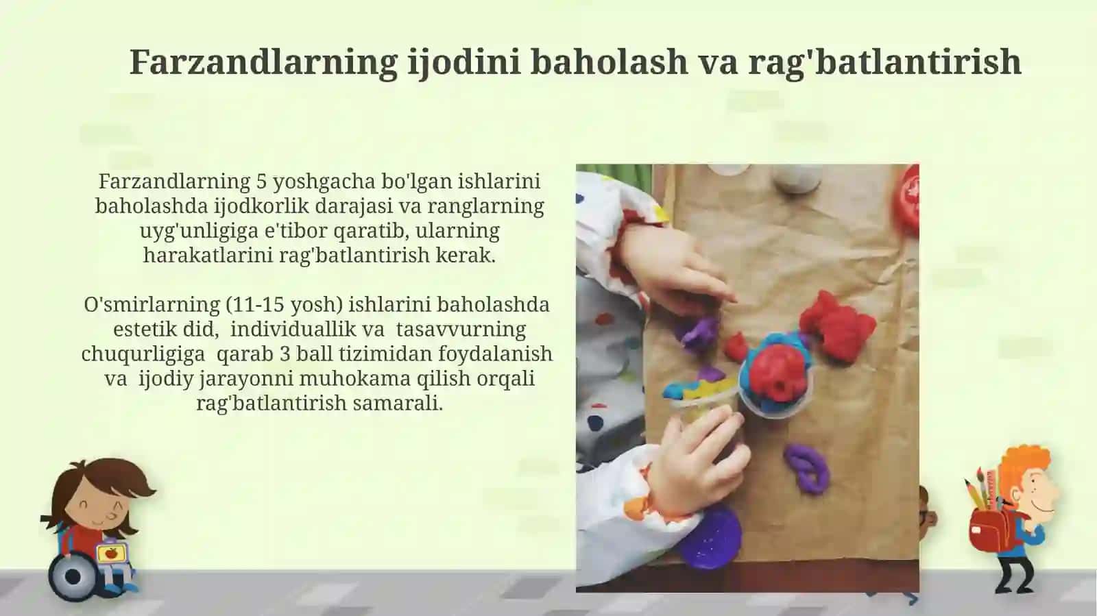 Turli yosh guruhlarda rasm mashgʻulotlarini tashkil qilish(loy va plastilin) 3