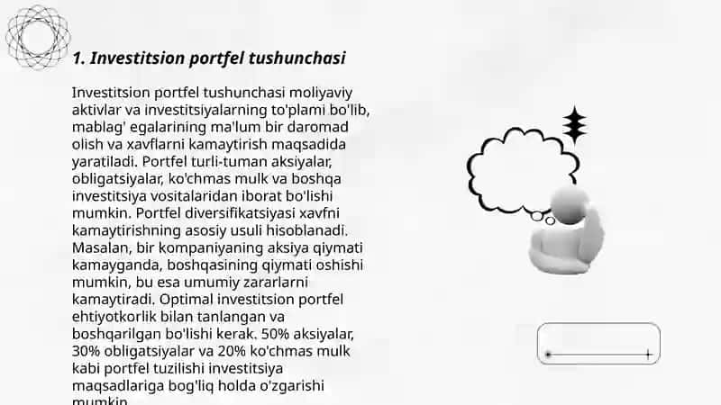Investitsion portfellarni shakillantirish baholash va boshqarish 3