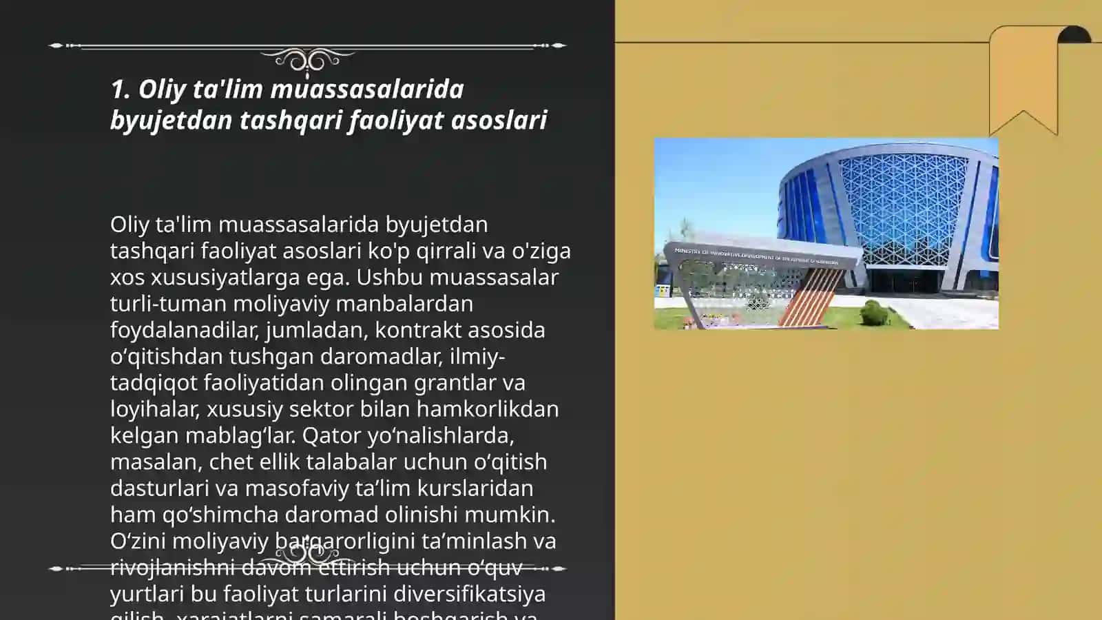 Oliy ta'lim muassasasining byujetdan tashqari faoliyatini boshqarish 3