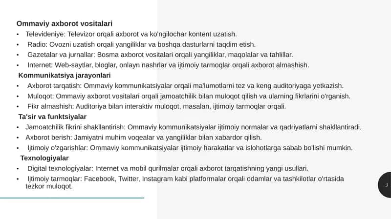 Ommaviy kommunikatsiyalarning ta'siri: mexanizmlar va texnologiyalar. 3