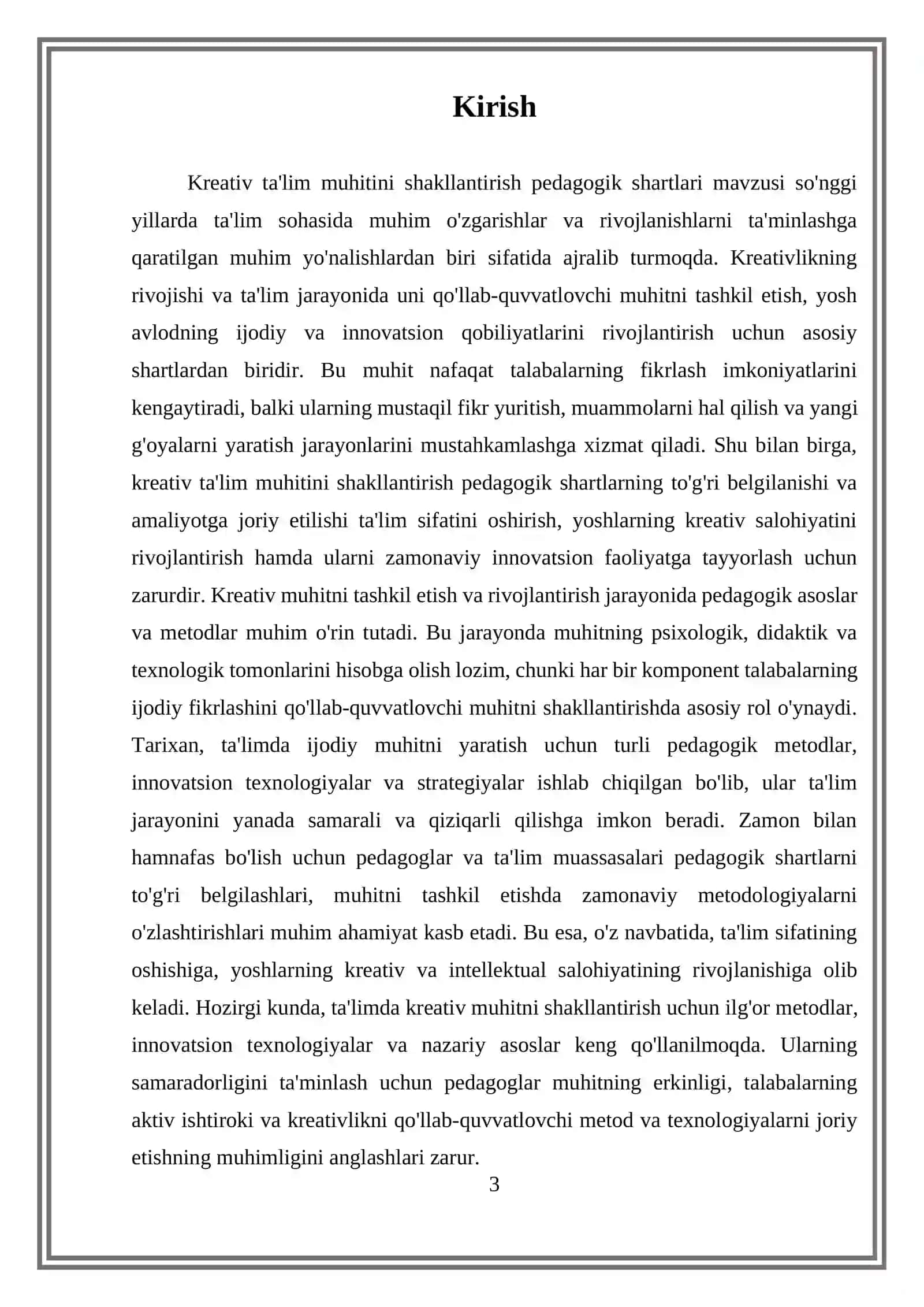 Kreativ Ta'lim Muhitini Shakllantirishning Pedagogik Shartlari 3