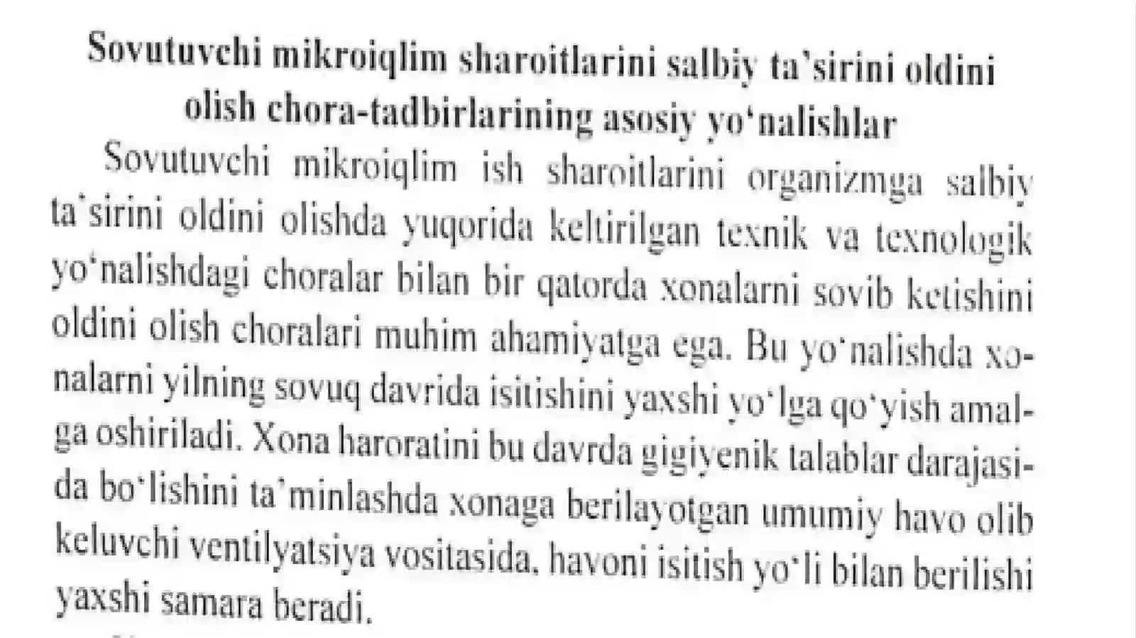 Noqulay mikroiqlim ta’sirini oldini olish uchun profilaktik chora-tadbirlarni ishlab chiqish 3