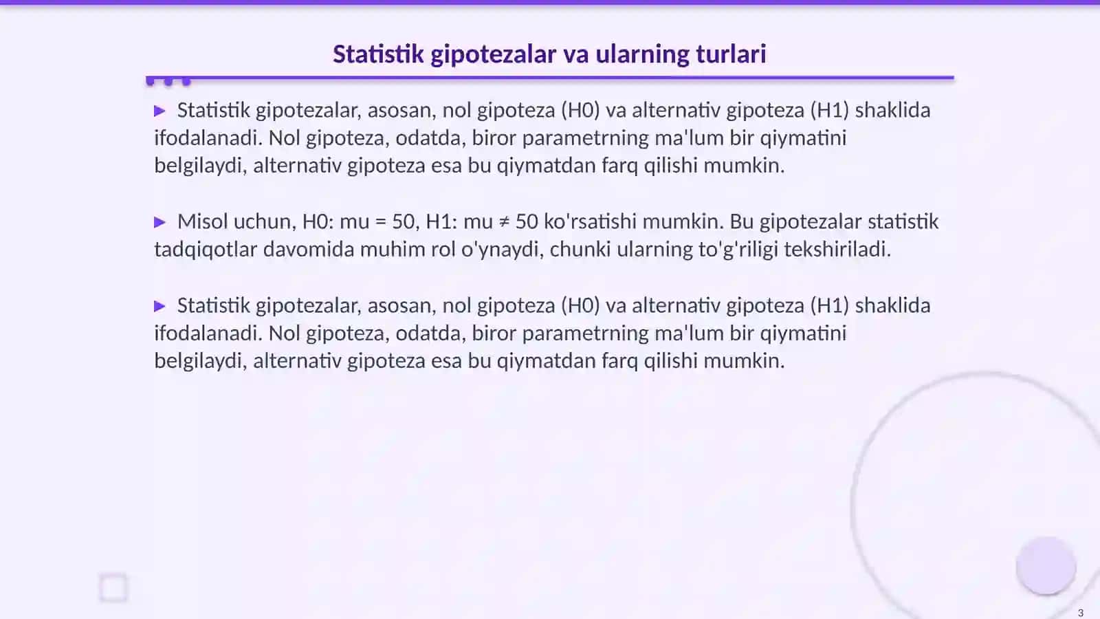 Statistik gipotezalarni tekshirish nazariyasining umumiy tushunchalari 3