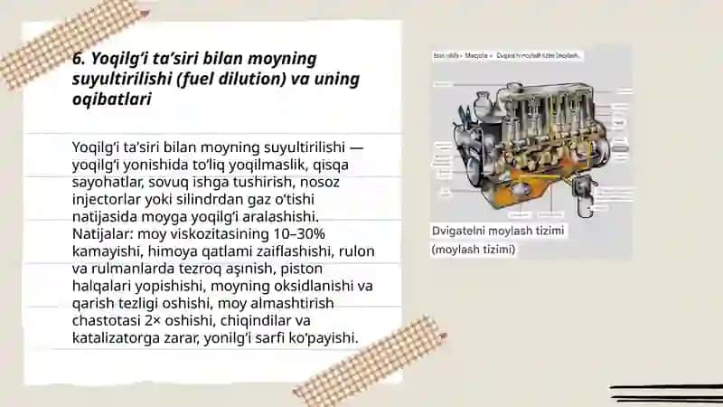 Yoqilgʻi-moylash materiallari va ularning dvigatel ishlashiga taʼsiri 3
