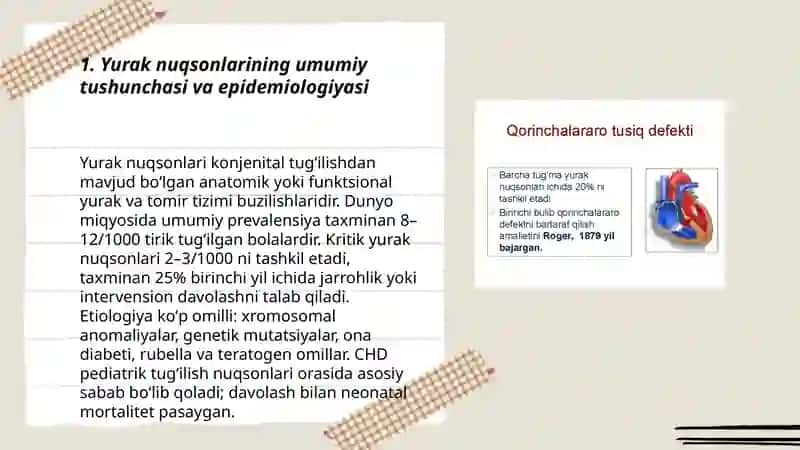 Yurak nuqsonlari haqida tushuncha. Tasnifi. Tashxislash. EKG -oʼzgarishlarni aniqlash va xulosa yozish, bemorlarni dinamikada kuzatish prinsiplari 3