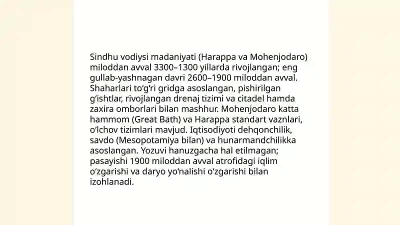 Sindhu vodiysi madaniyati (Harappa va Mohenjodaro) 3