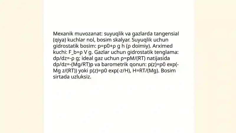 Muvozonat halatidagi suyuklik va gazlar 3