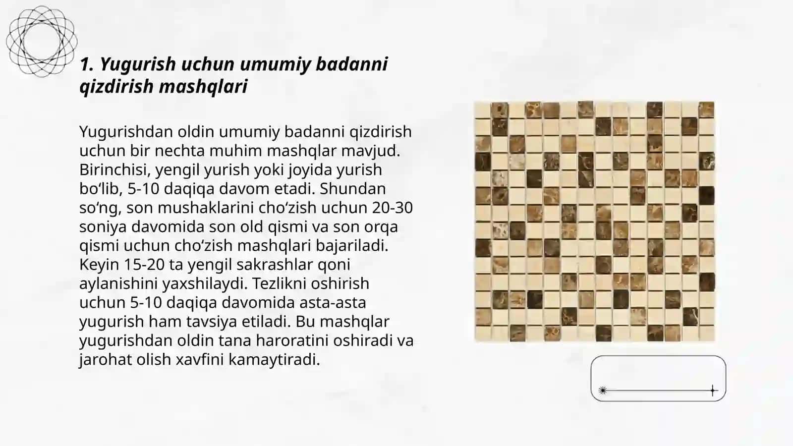 Tanlangan sport turi bo'yicha badan qizdirish mashqlarini tuzish (Yengil atletika) 3