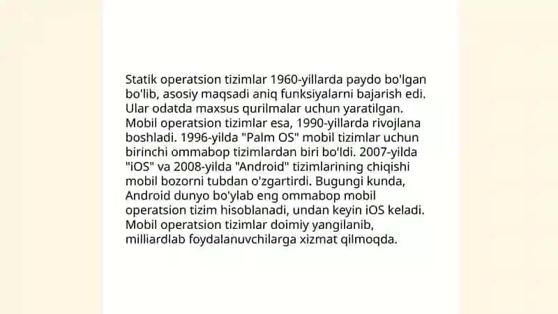 Statsionat va mobil operatsion tizim turlari 3