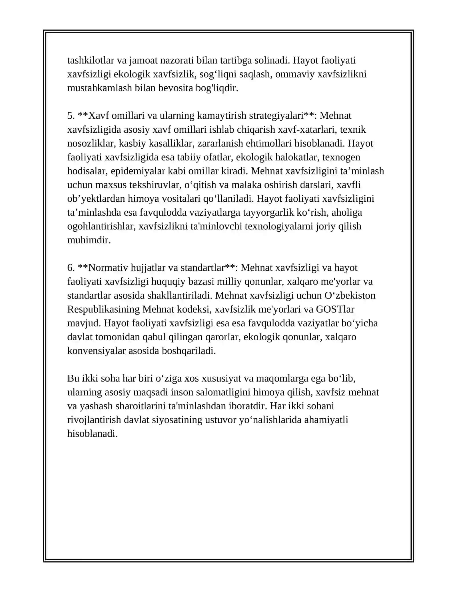 MEHNAT XAVFSIZLIGI VA HAYOT FAOLIYATI XAVFSIZLIGINING OʻZARO FARQLARI 3