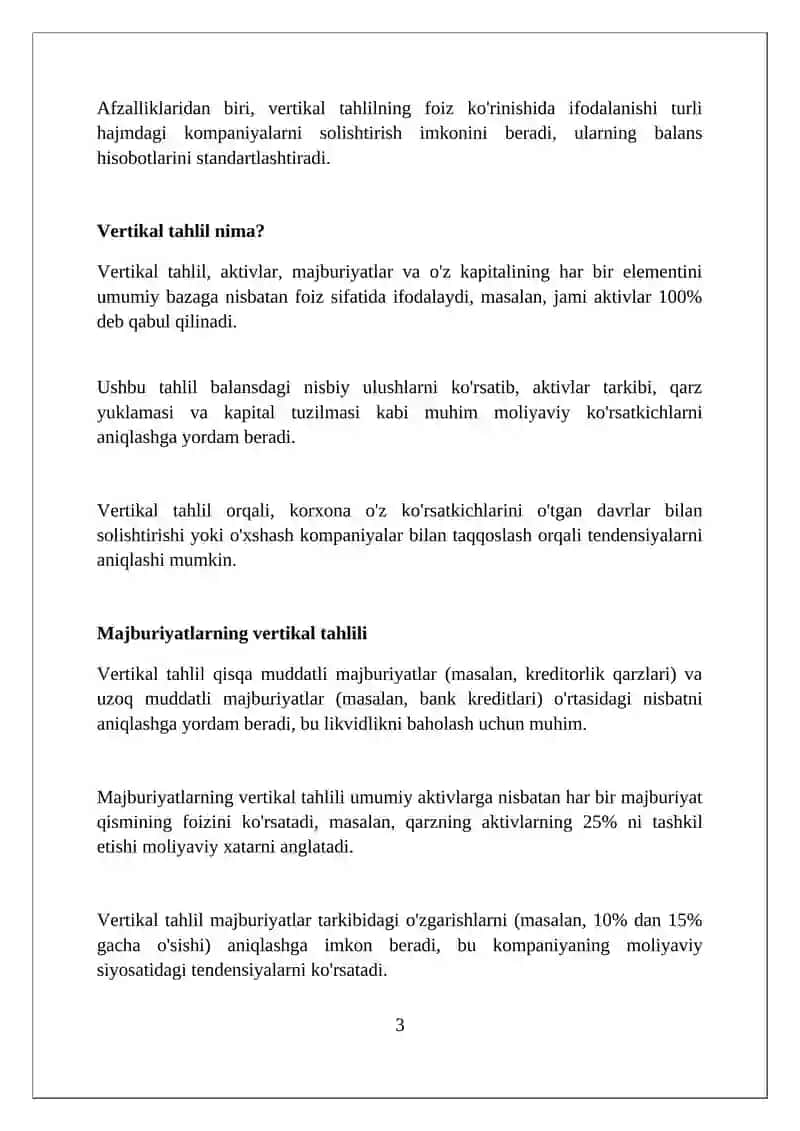 Buxgalteriya balansining vertikal tahlili 3