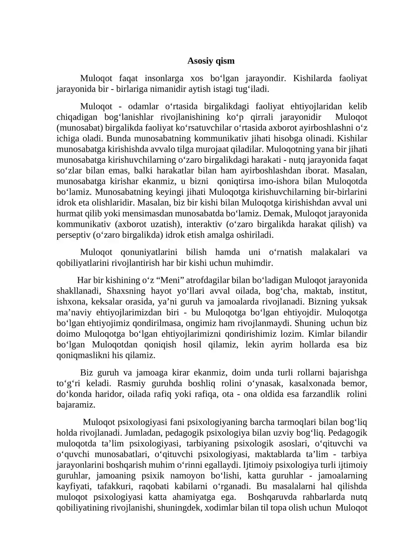Muloqot jarayonida o’zaro munosabatlarda yuz beradigan psixologik to’siqlar 3