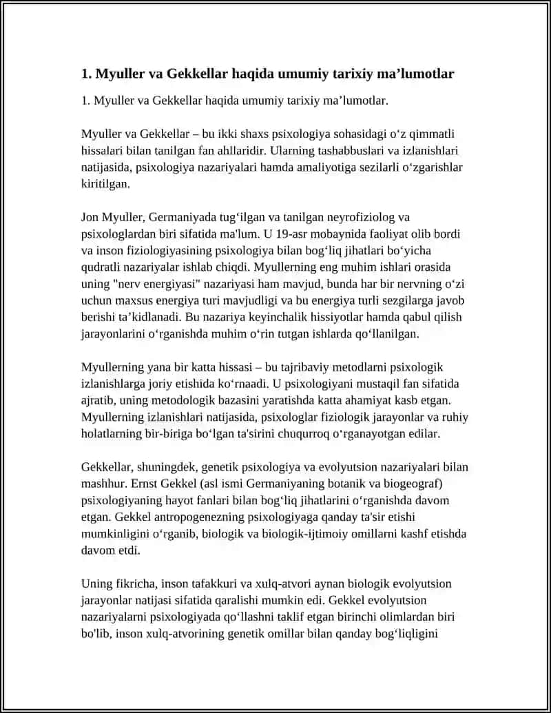 Myuller va Gekkellar Haqida Maʼlumotlar va Ularning Psixologiya Qoʻshgan Hissalari 3
