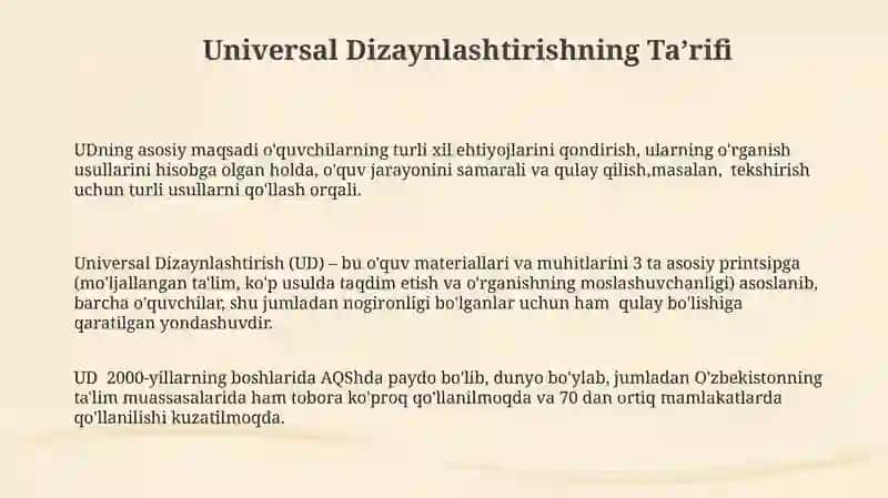 Universal Dizayn Ta’limi va Individual Ta’lim Reja 3
