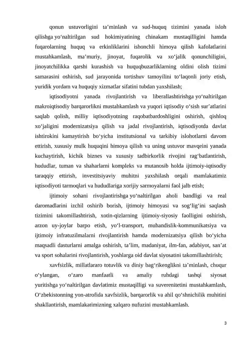 Uzbekistonda iqtisodiyotni rivojlantirish va liberallashtirishning ustuvor yo’nalishlari 3