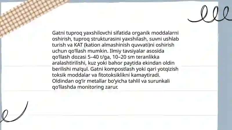 Gatdan turli sohalarda foydalanish 3