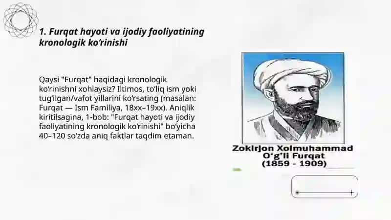 Furqat. Furqatshunoslik tajrizi 3