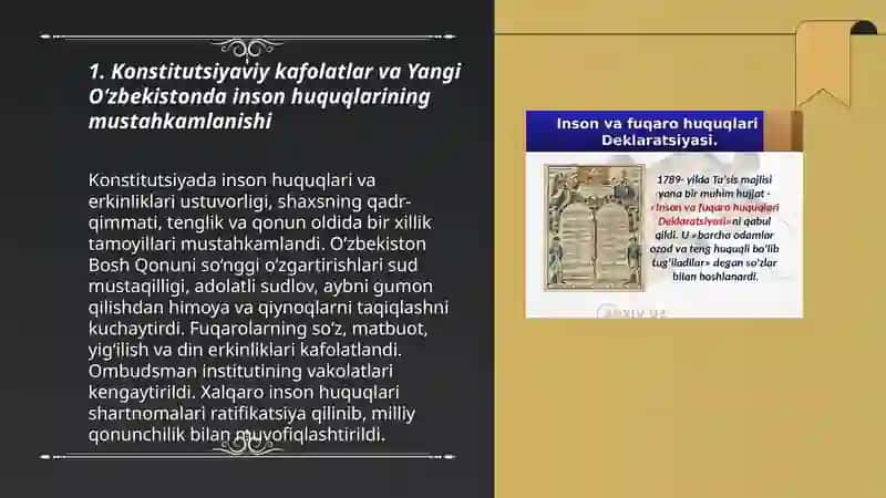 Yangi O‘zbekistonda inson haq-huquqlari va erkinliklari kafolatining yaratilishi 3