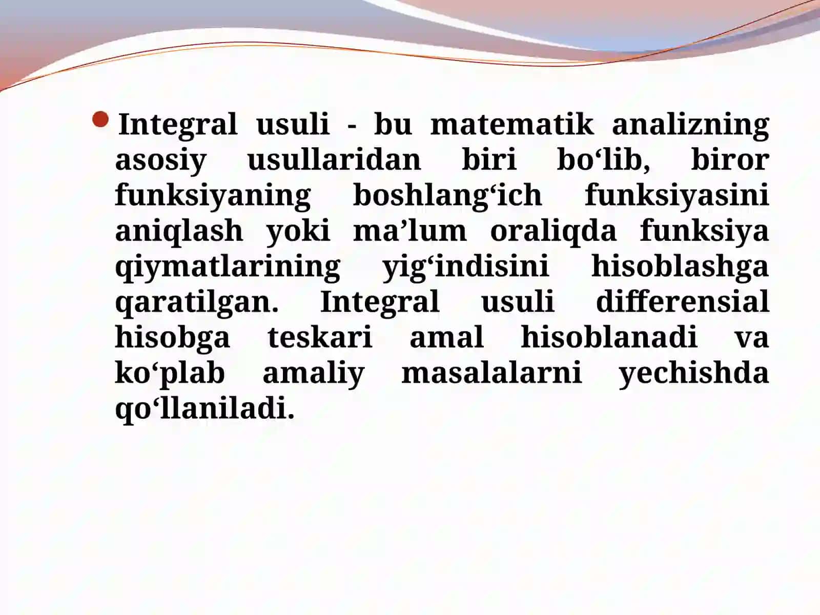 Integral usuli va uni tahlilda qo'llanilishi 3