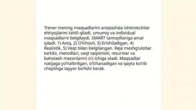 Trening tashkil etishda trenerning faoliyati 3