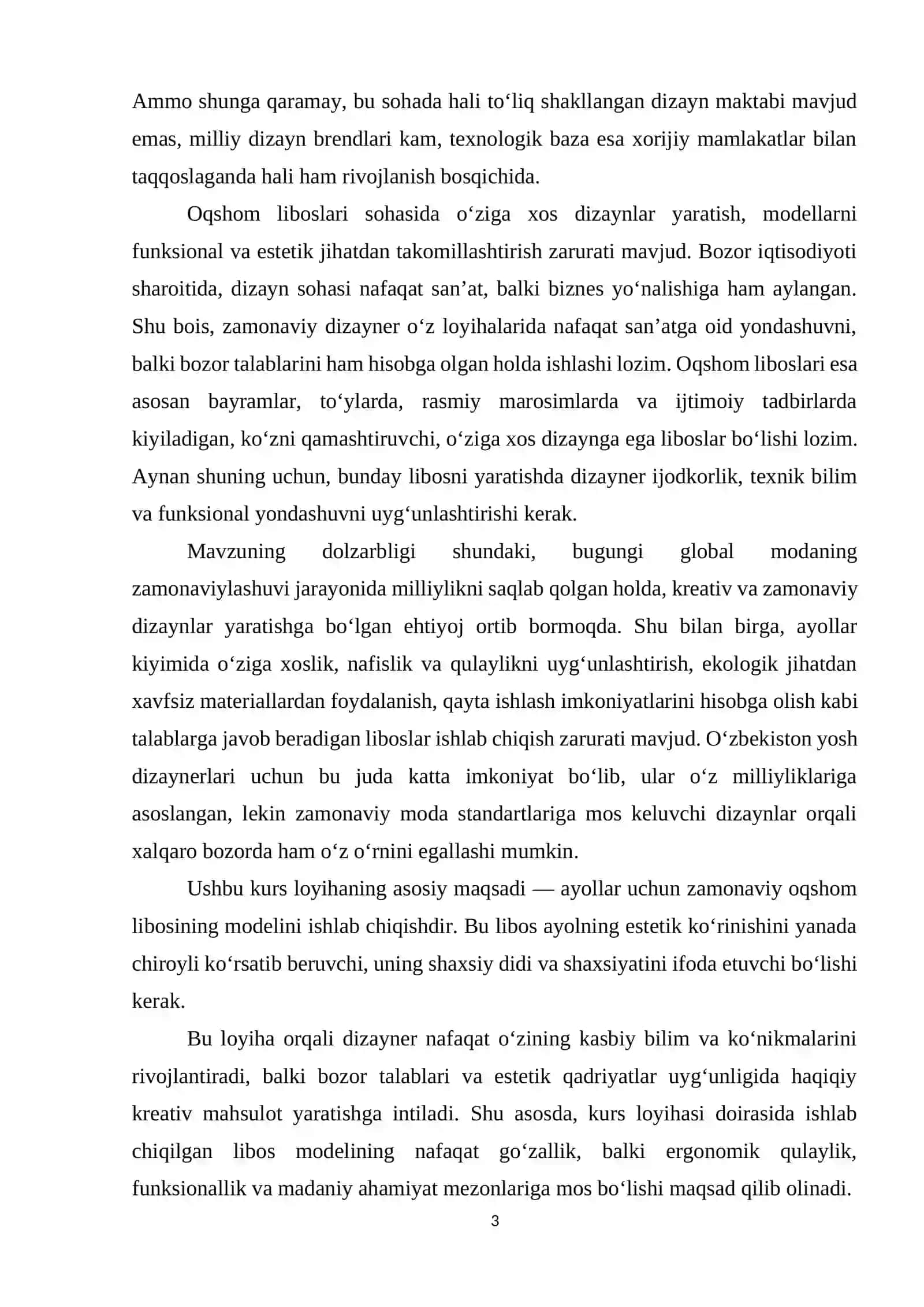 Ayollar oqshom libosi dizayn loyihasini ishlab chiqish 3