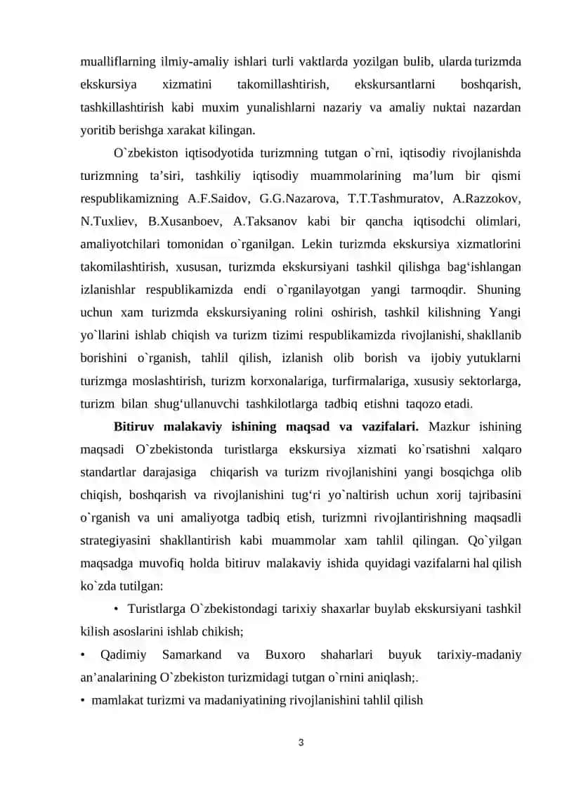 O'zbekistonda ekskursion xizmatlar va ularni tashkil qilish 3