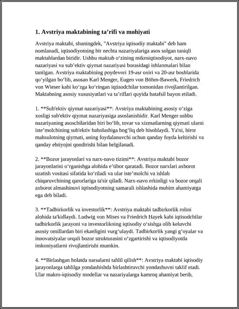 AVSTRIYA MAKTABI VA UNING XUSUSIYATLARI 3