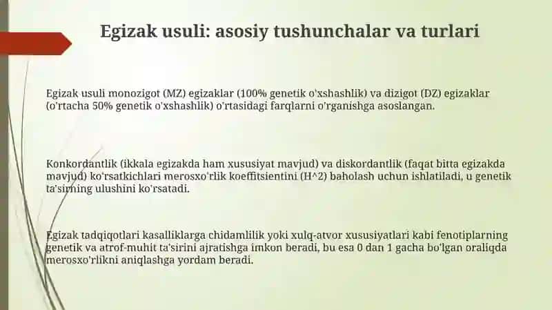 Odom genatikasning organish usulari: egzaklarusuli, populyasion statistika 3