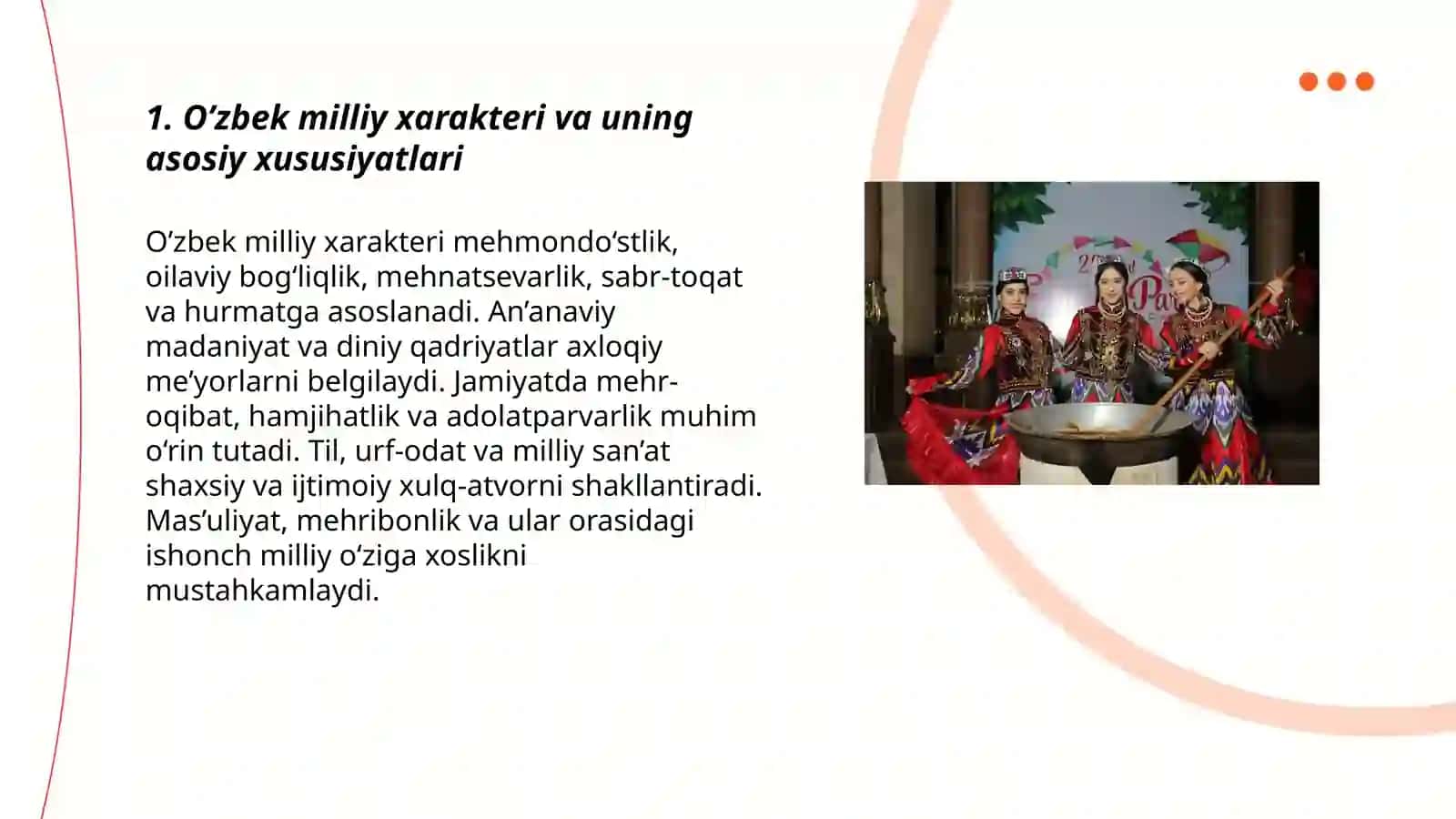 O’zbek xalqining milliy o’ziga xosligi va axloqiy meyorlari 3