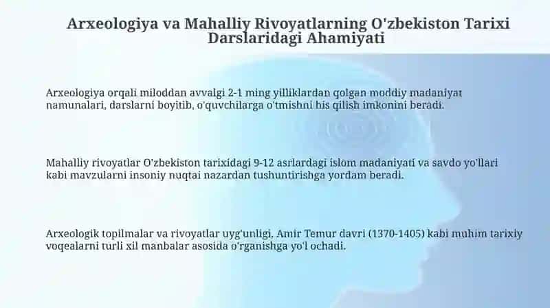 Arxeologiya va Mahalliy Rivoyatlarning O'zbekiston Tarixi Darslaridagi Ahamiyati 3