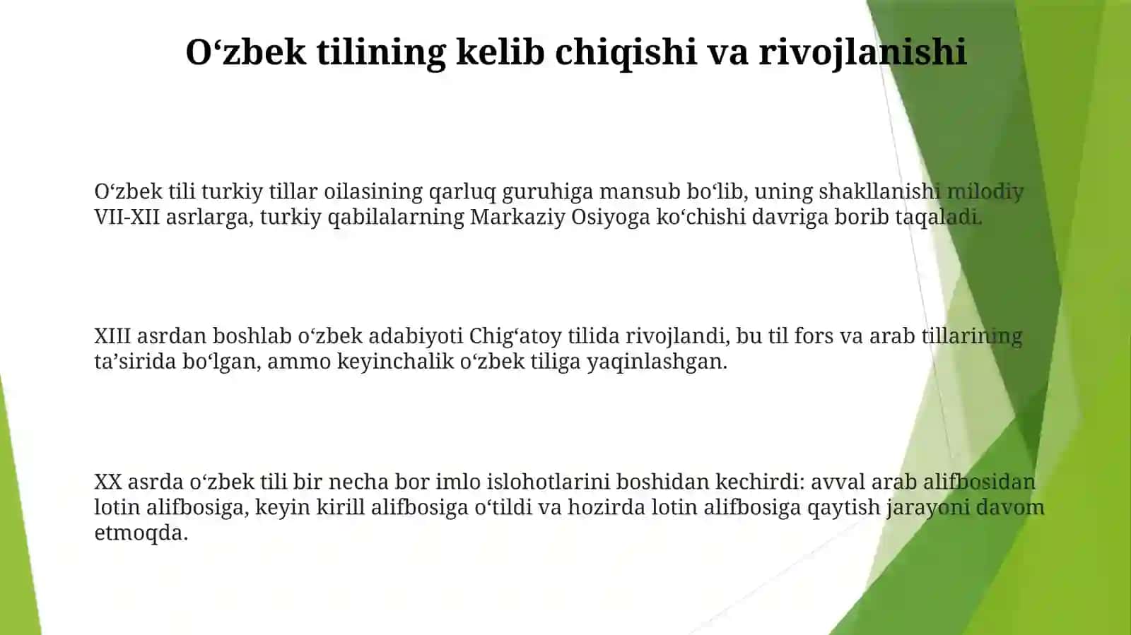 Õzbek   tilini  õrganishning   tarixi  va  bosqichlari 3