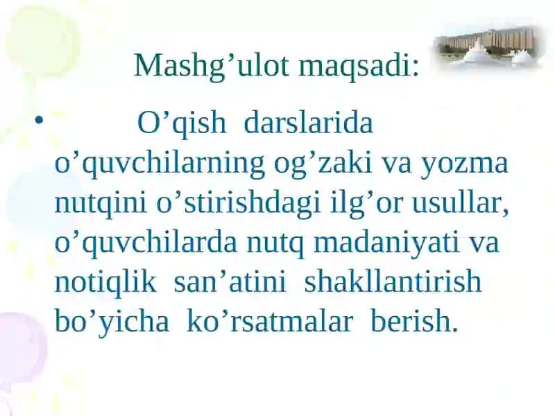 O’quvchilarning Og’zaki va Yozma Nutqini O’stirish 3