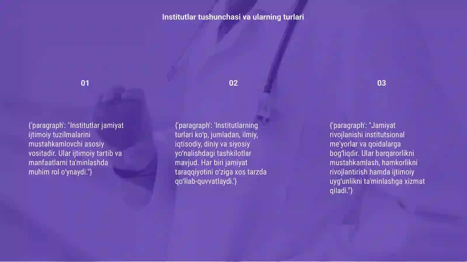 Institutlar va ularning jamiyatda rivojlanishidagi roʻli 3
