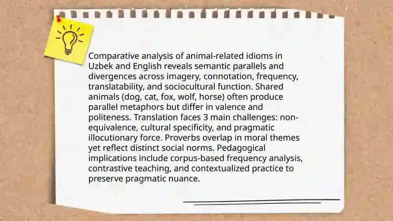 Idiomatic expressions and proverbs in Uzbek and English: Comparative cultural insights 3