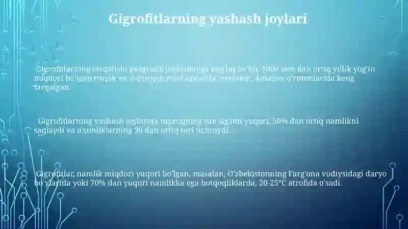 Gidrofit gigrofit,mezofit va kserofit oʻsimlikarni yashash muxiti 3