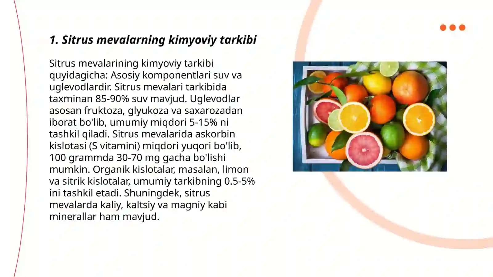 Sitrus mevalardan olinadigan efir moylar 3