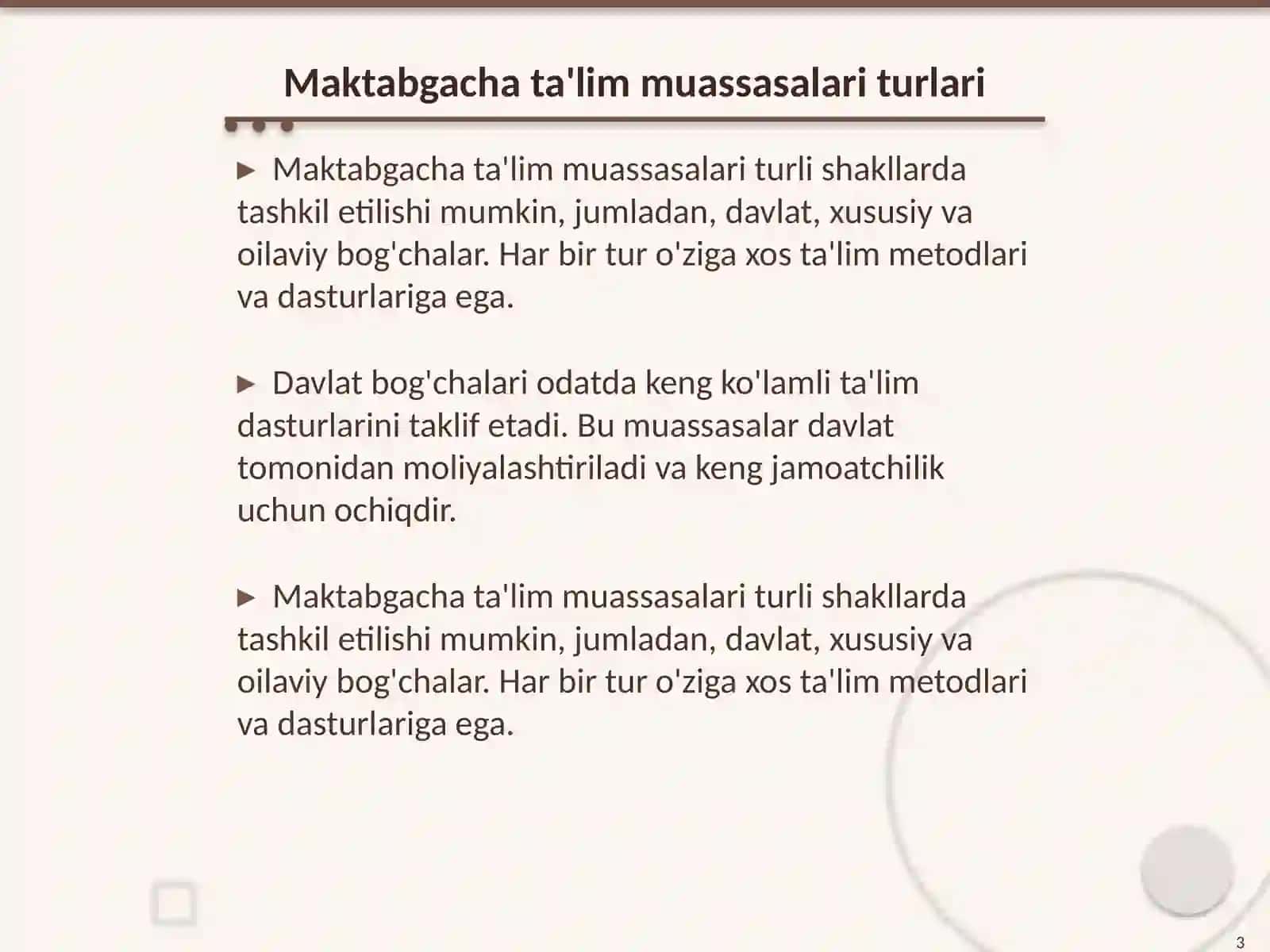 Maktabgacha taʼlim tashkiloti turlari 3