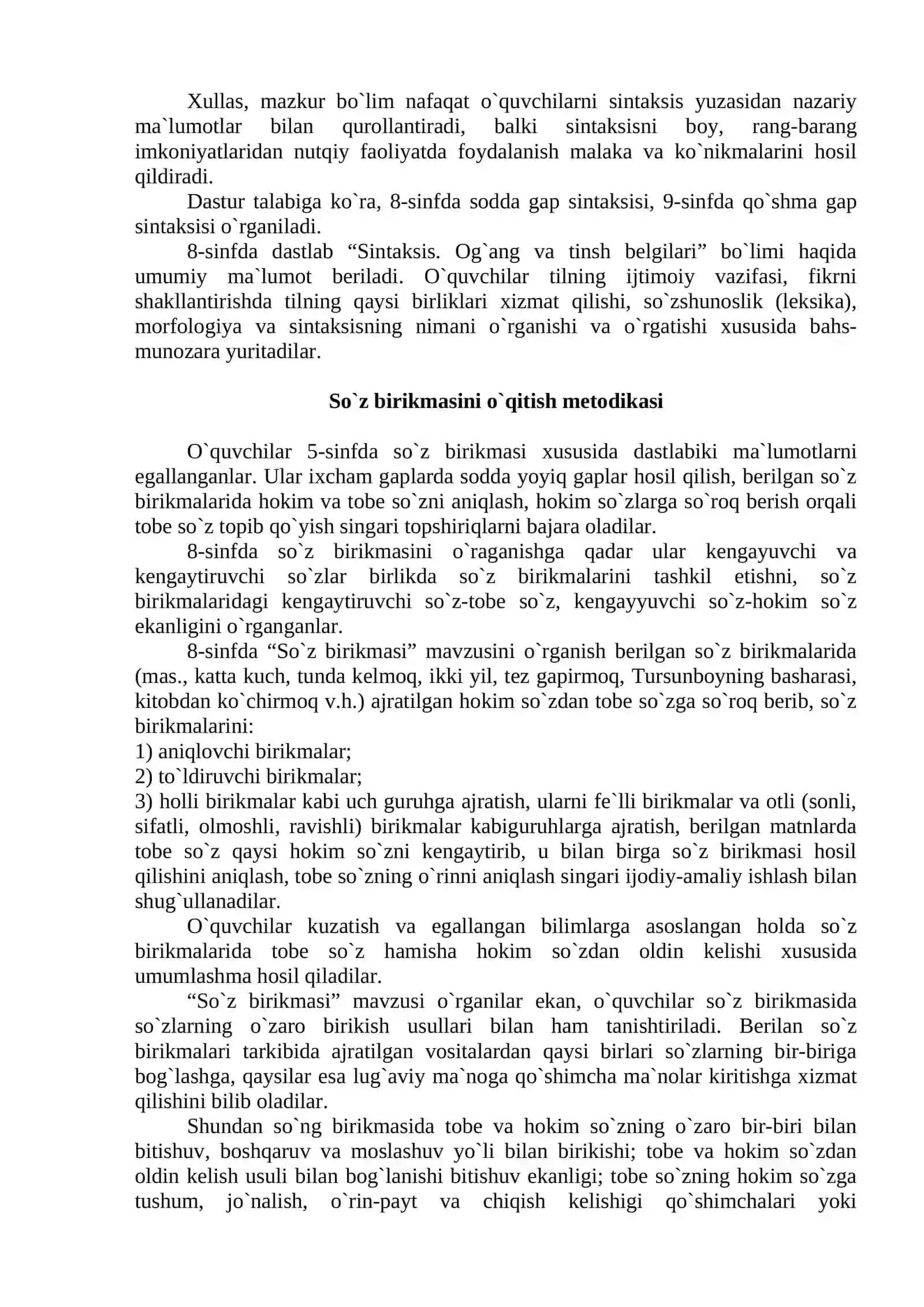 SINTAKSIS BO‘LIMINI O‘QITISH METODIKASI 3