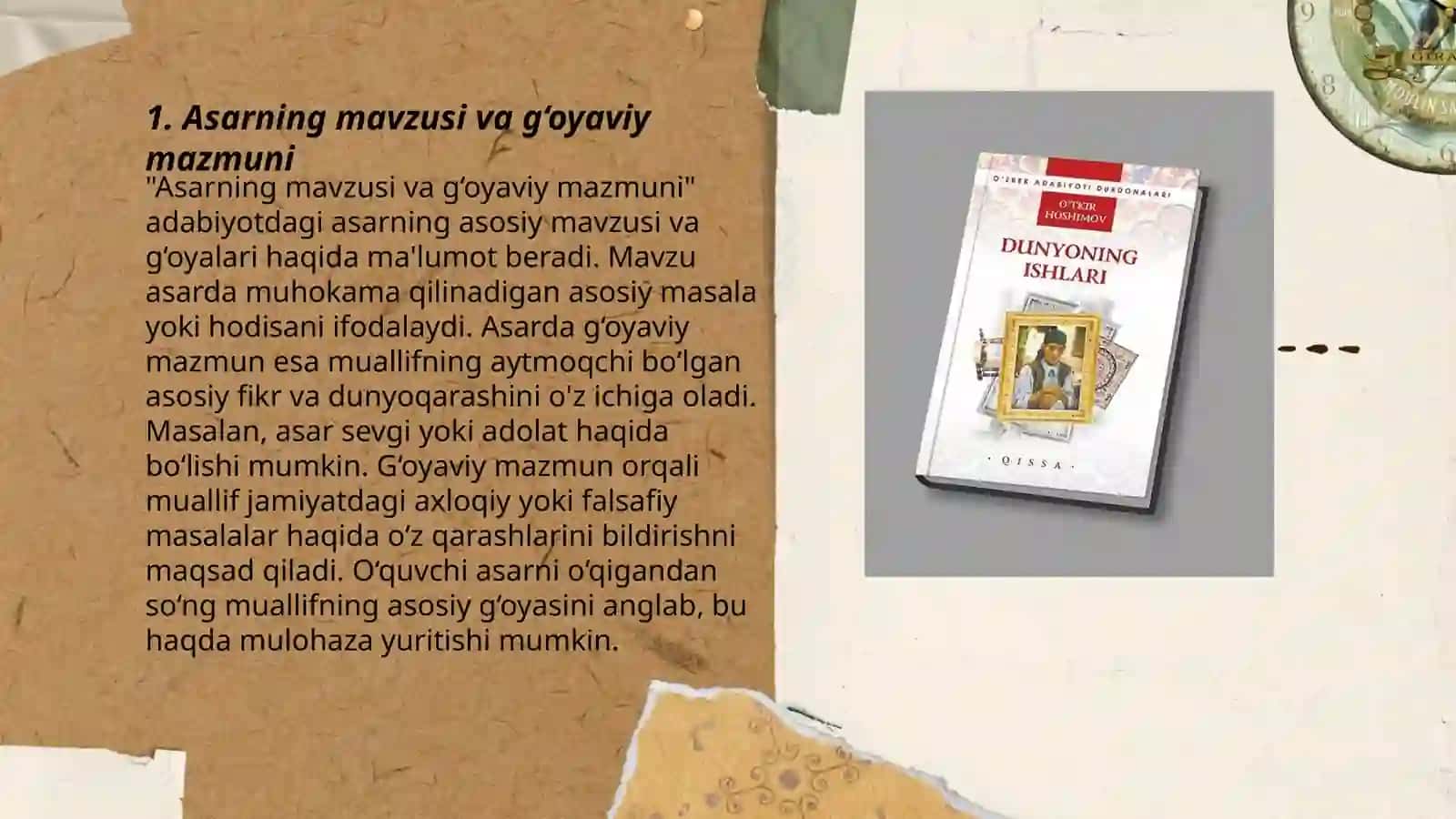 Asarning mavzusi va g‘oyaviy mazmuni 3