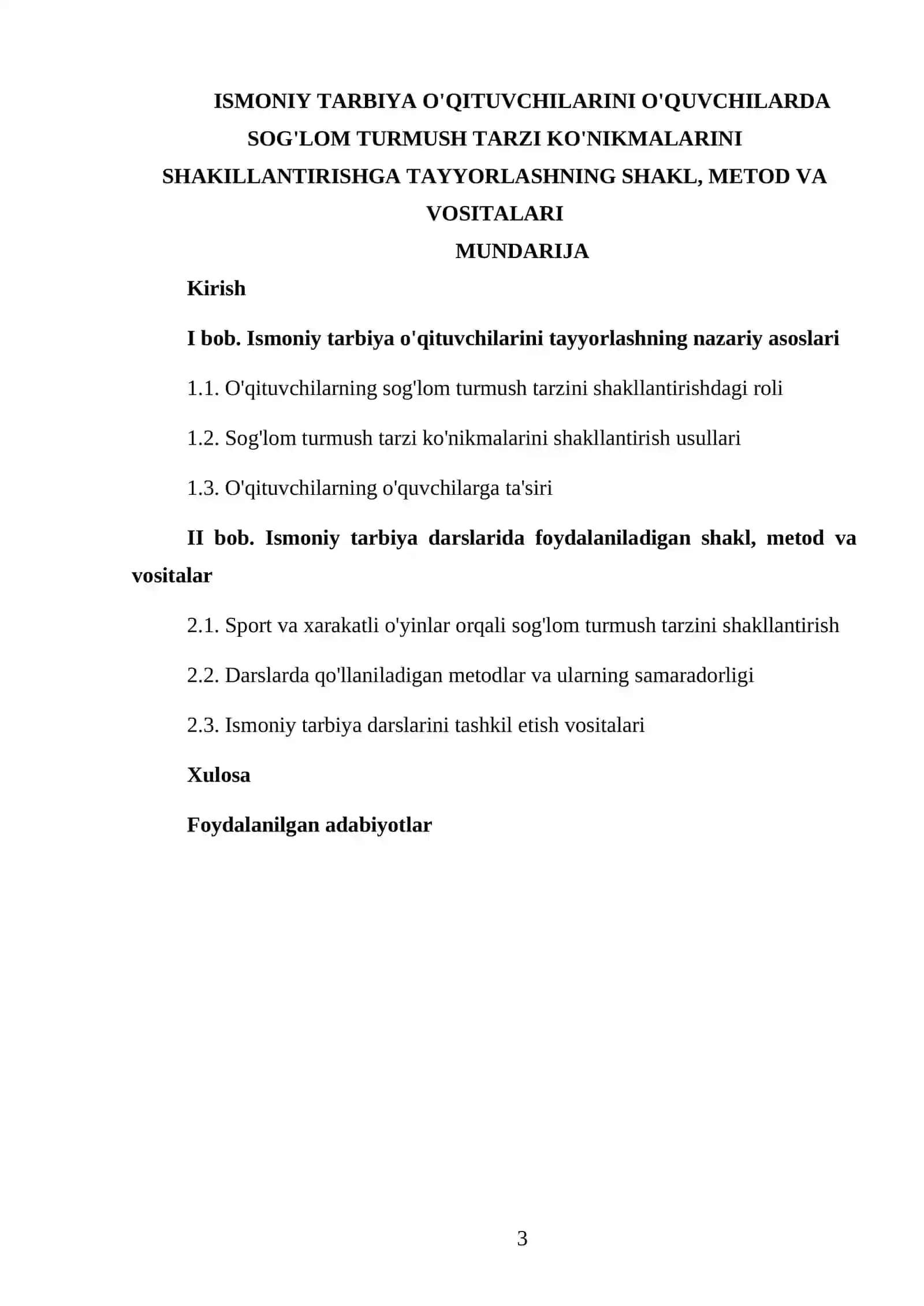 SPORT VA XARAKATLI O'YINLARNI O'QITISH METODIKASI FANIDAN TAYYORLAGAN KURS ISHI 3