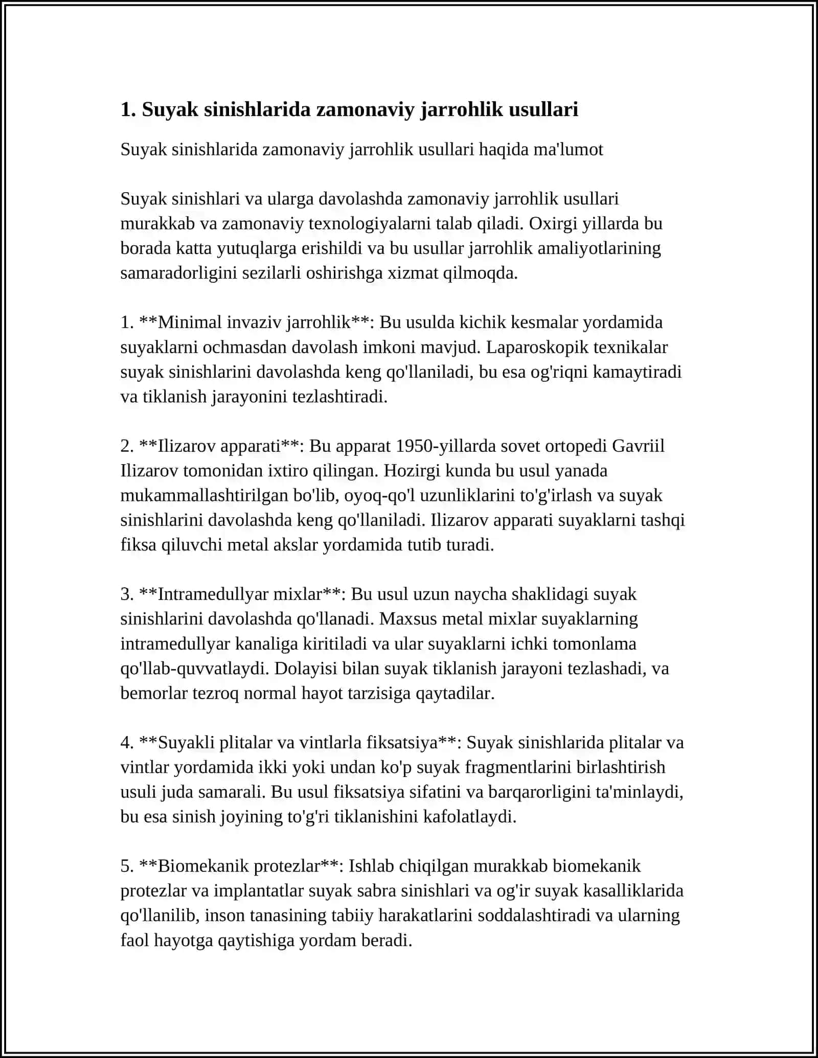 SUYAK SINISHLARDA ZAMONAVIY DAVOLASH USULLARI 3