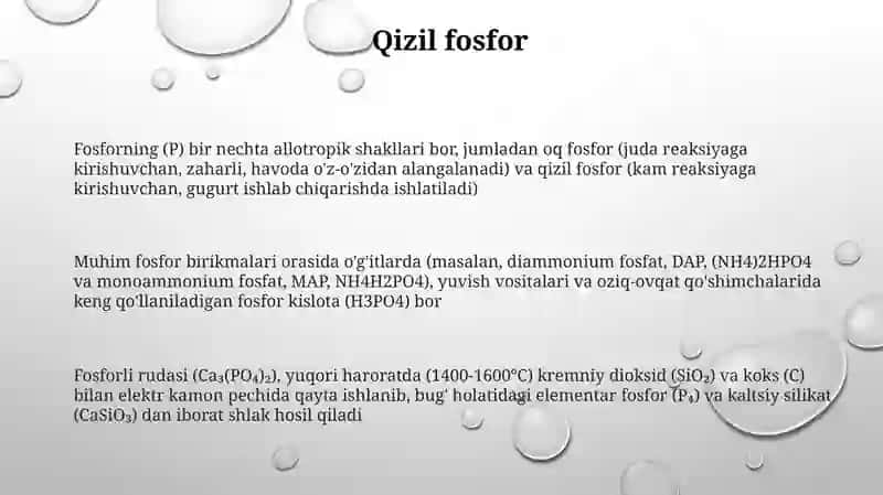 Fosfor va uning eng muhim tabiiy birikmalari 3