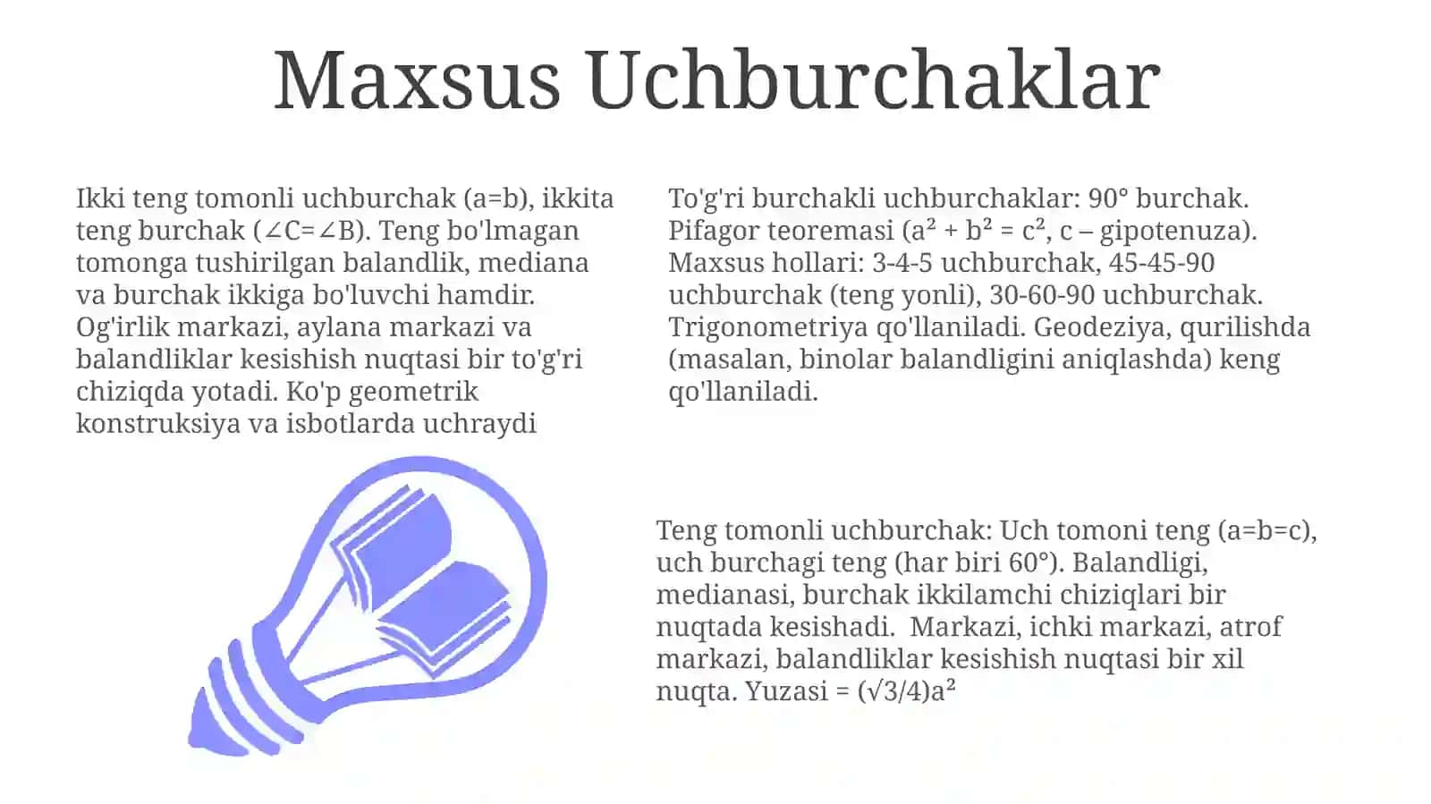 Uchburchak geometriyasi asoslari 3