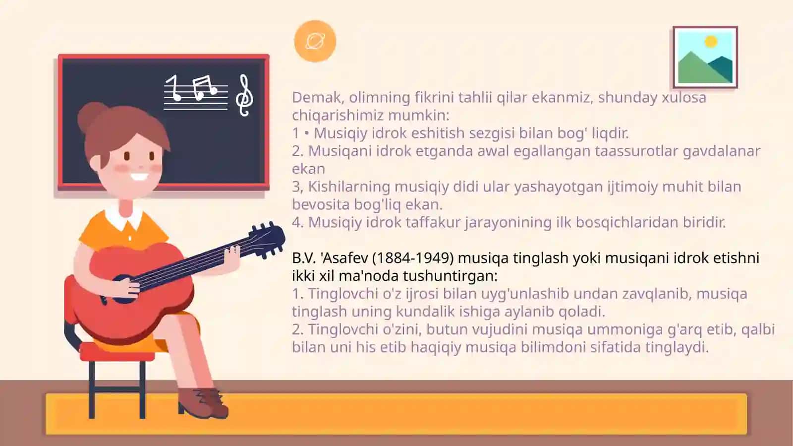 Musiqa darslarida o'quvchilar musiqiy qobiliyatini, xususan, ritm-usul hissi va asar badiiyatini ifodalash malakalarini rivojlantirish ustida ishlash 3