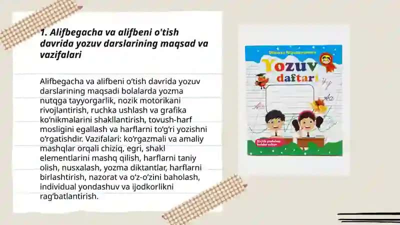 Alifbegacha va alifbeni o'tish davrida yozuv darslarini tashkil qilish 3