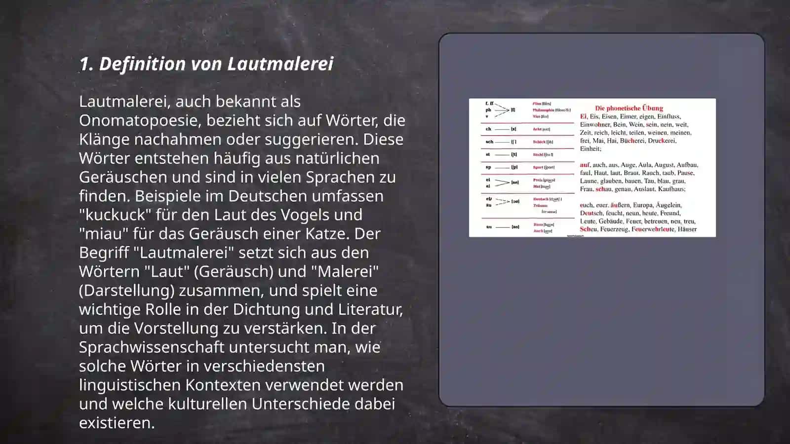 Phonetische Stilmittel:Die Lautmalerei (Präsentation) 3