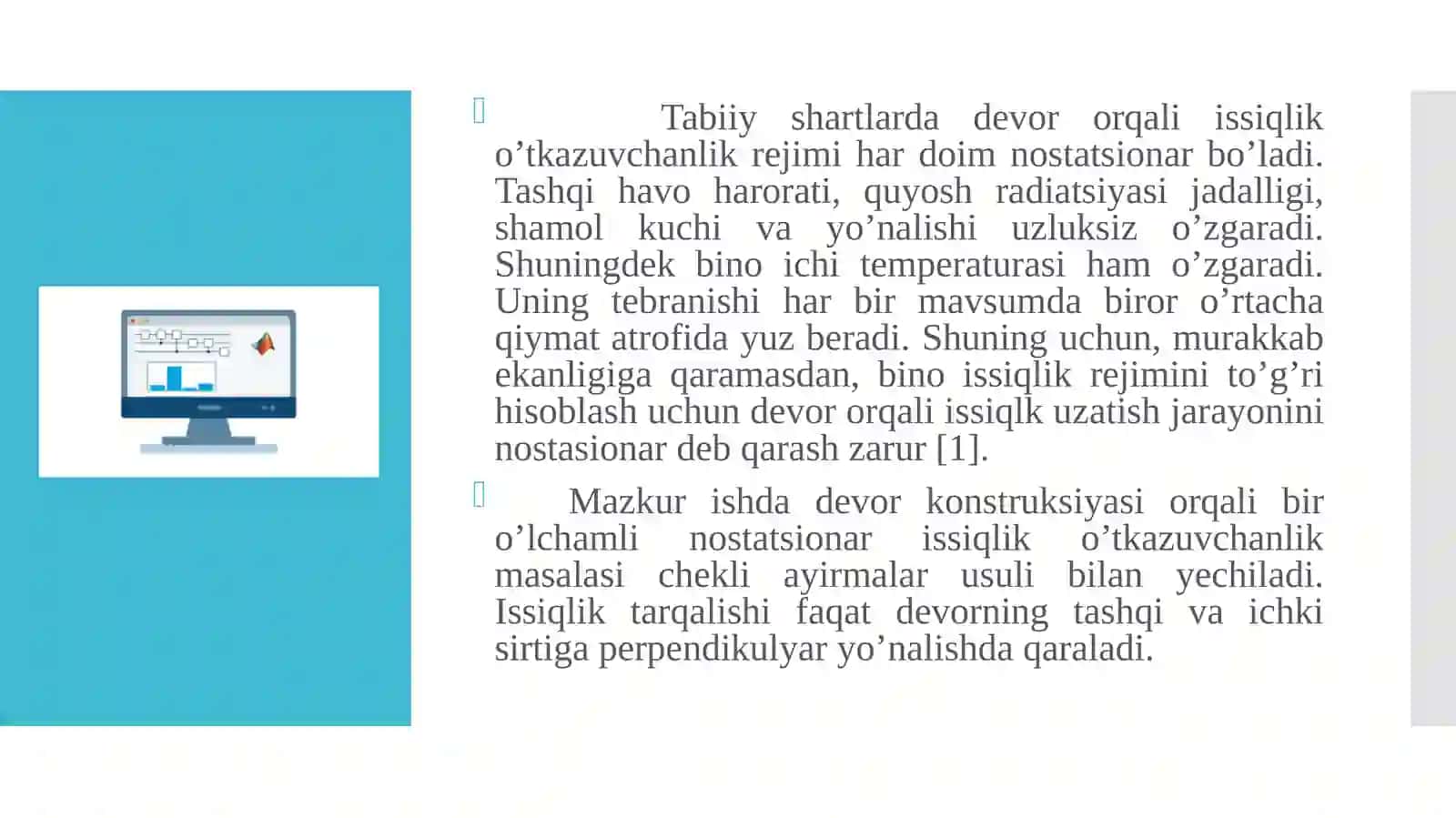 Nostasionar issiqlik o‘tkazuvchanlik tenglamasi uchun ayirmali sxemalarni qo‘llab misol va masalarni yechish 3