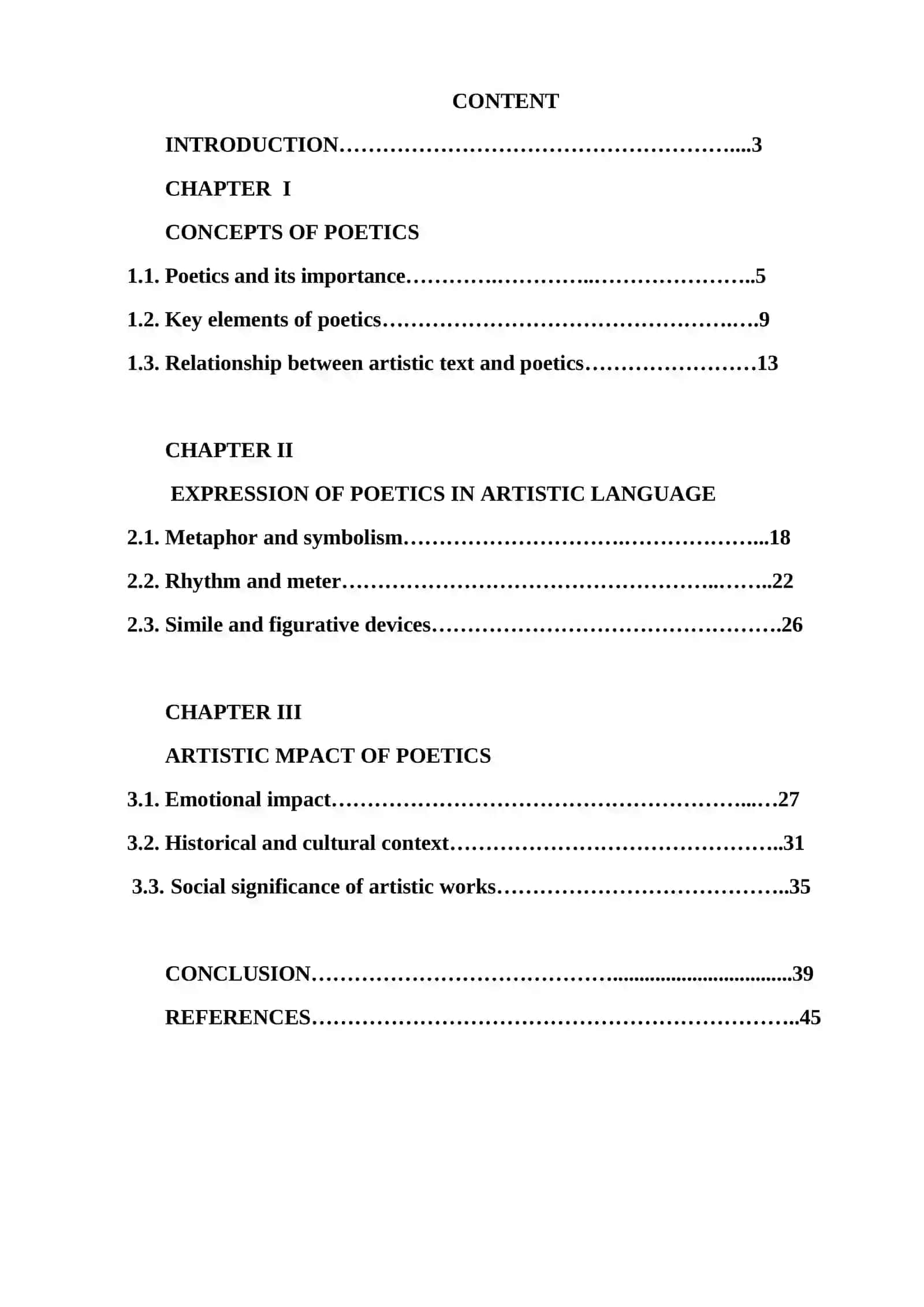 COURSE WORK: POETICS IN ARTISTIC TEXTS 3
